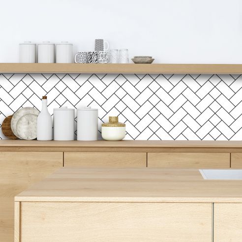 Crédence adhésive géométrique noir et blanc