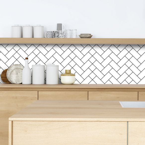 Crédence adhésive géométrique noir et blanc