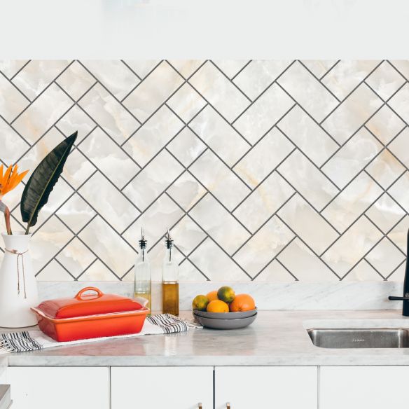 Crédence adhésive brique imitation marbre