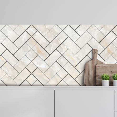 Crédence adhésive brique imitation marbre