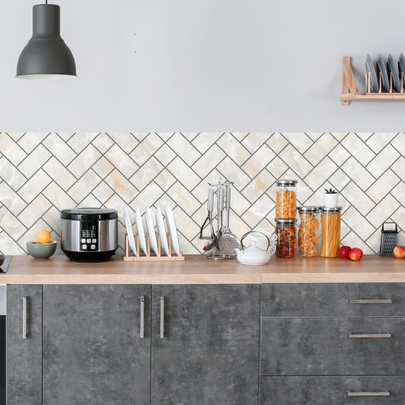 Crédence adhésive brique imitation marbre