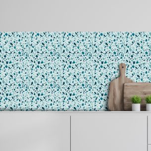Crédence adhésive terrazzo turquoise