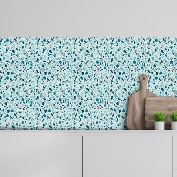Crédence adhésive terrazzo turquoise