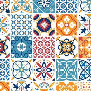 Stickers carrelage carreaux de ciment colorés 2