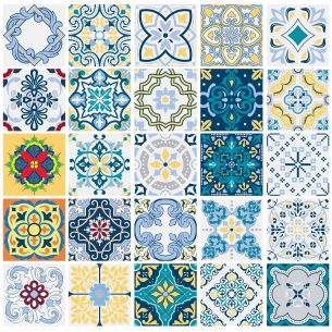 Stickers carrelage carreaux de ciment bleu 2