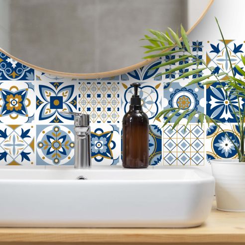 Stickers carrelage carreaux de ciment santorin 