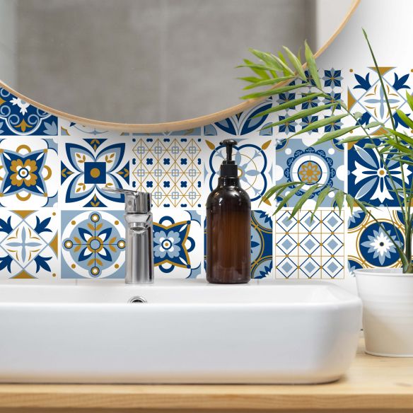 Stickers carrelage carreaux de ciment santorin 