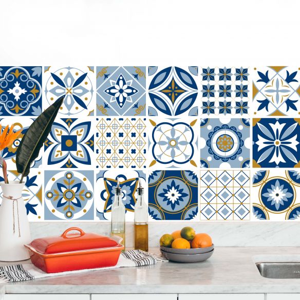 Stickers carrelage carreaux de ciment santorin 