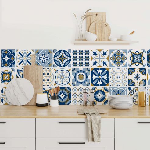 Stickers carrelage carreaux de ciment santorin 