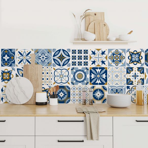 Stickers carrelage carreaux de ciment santorin 