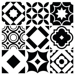Stickers carrelage carreaux de ciment noir et blanc 2