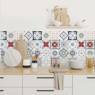 Stickers carrelage carreaux de ciment effet aquarelle