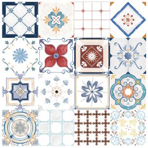 Stickers carrelage carreaux de ciment effet aquarelle 2