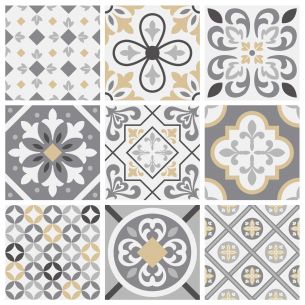 Stickers carrelage carreaux de ciment gris 2