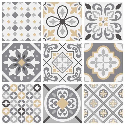 Stickers carrelage carreaux de ciment gris
