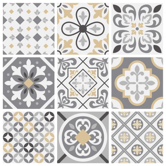 Stickers carrelage carreaux de ciment gris
