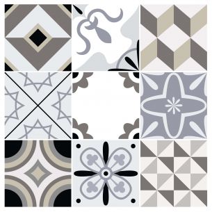 Stickers carrelage carreaux de ciment gris et marron 2