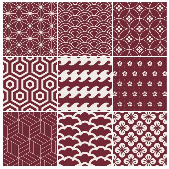 Stickers carrelage carreaux de ciment bordeau