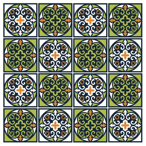 Stickers carrelage carreaux de ciment vert