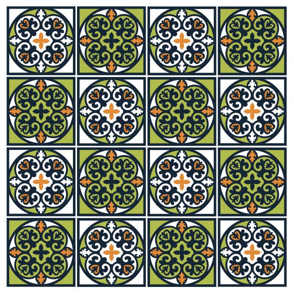 Stickers carrelage carreaux de ciment vert