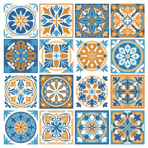 Stickers carrelage carreaux de ciment multicolore