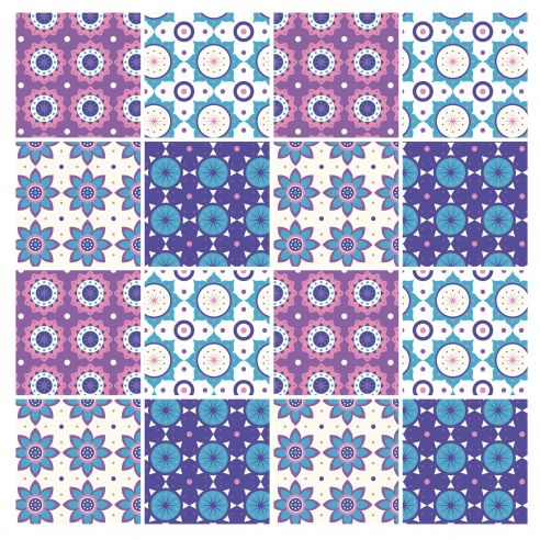 Stickers carrelage carreaux de ciment mauve