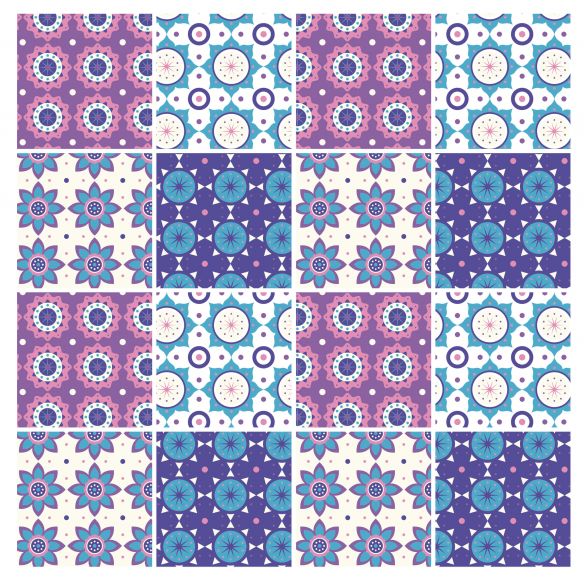 Stickers carrelage carreaux de ciment mauve