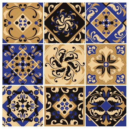Stickers carrelage carreaux de ciment oriental