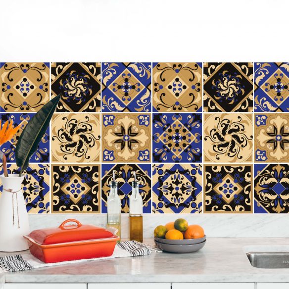 Stickers carrelage carreaux de ciment oriental