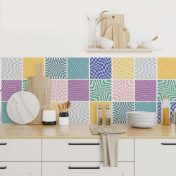 Stickers carrelage carreaux de ciment multicolore