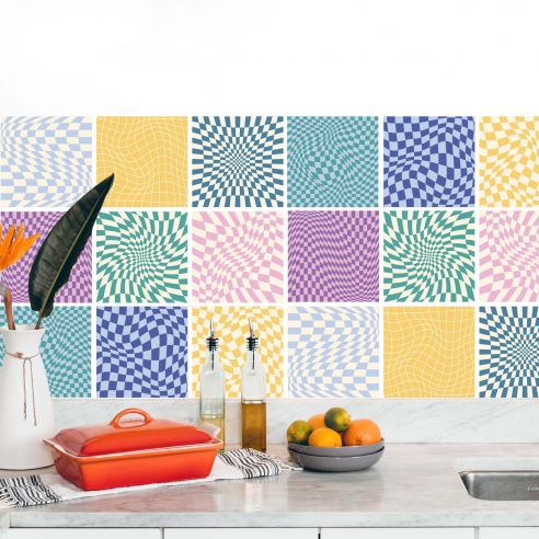 Stickers carrelage carreaux de ciment multicolore