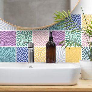 Stickers carrelage carreaux de ciment multicolore