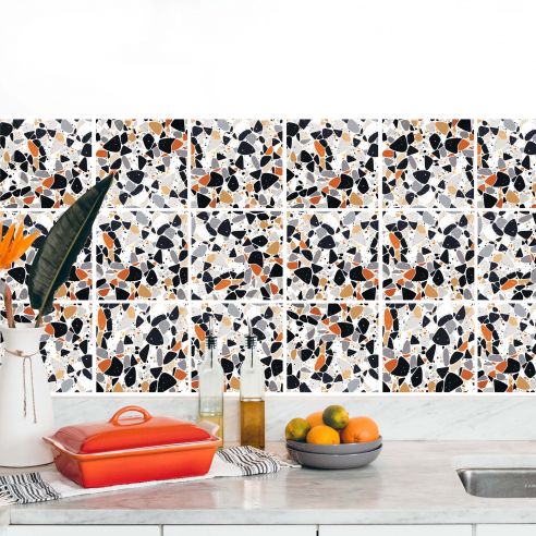 Stickers carrelage carreaux de ciment terrazzo