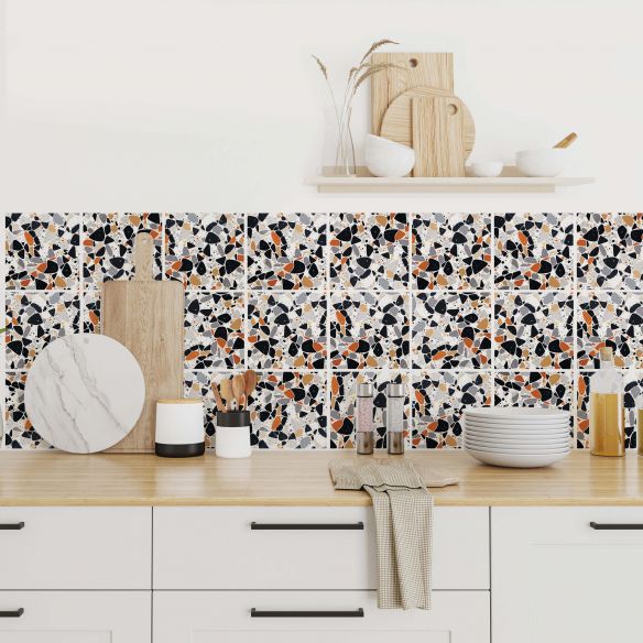 Stickers carrelage carreaux de ciment terrazzo