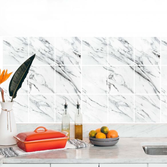 Stickers carrelage carreaux de ciment effet marbre