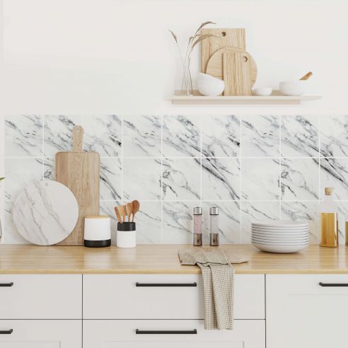 Stickers carrelage carreaux de ciment effet marbre