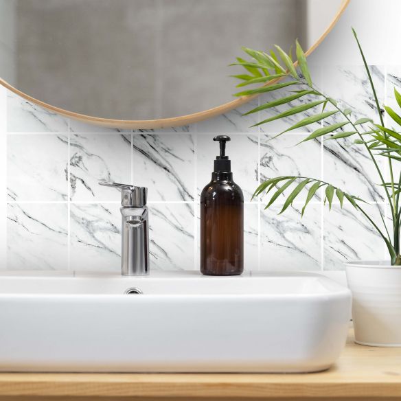 Stickers carrelage carreaux de ciment effet marbre