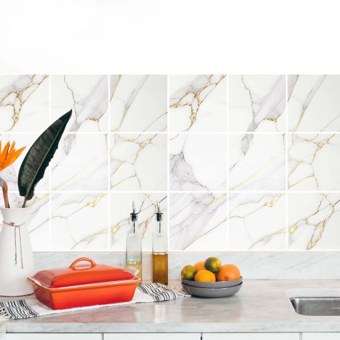 Stickers carrelage effet mabre