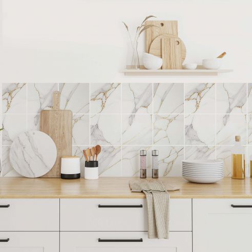 Stickers carrelage effet mabre