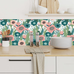 Crédences déco florale adhésive PVC 3mm 30x70cm