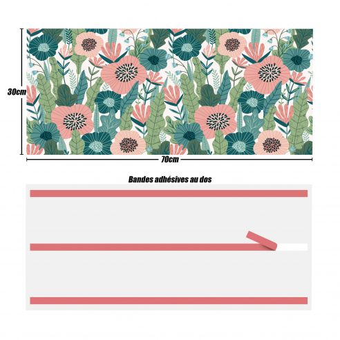 Crédences déco florale adhésive PVC 3mm 30x70cm