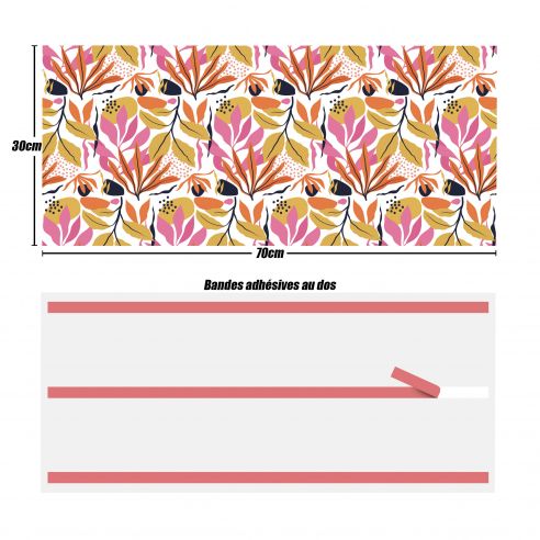 Crédences adhésive florale PVC 3mm 30x70cm