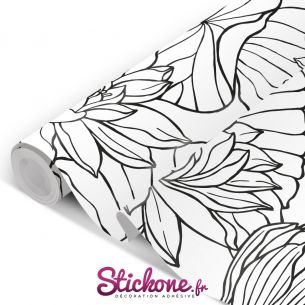 Film adhésif feuillage noir et blanc