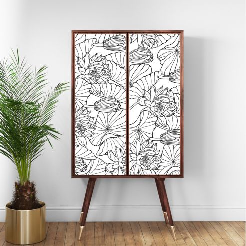 Film adhésif feuillage noir et blanc