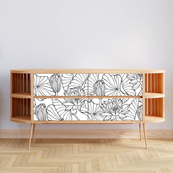 Film adhésif feuillage noir et blanc