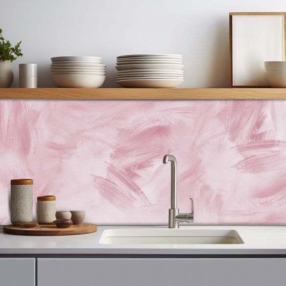 Crédence adhésive effet brush rose
