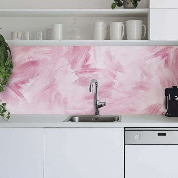 Crédence adhésive effet brush rose