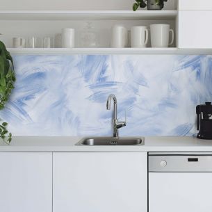 Crédence adhésive effet brush bleu