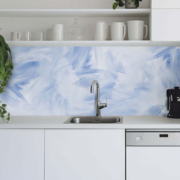 Crédence adhésive effet brush bleu