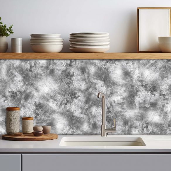 Crédence adhésive effet béton brossé gris